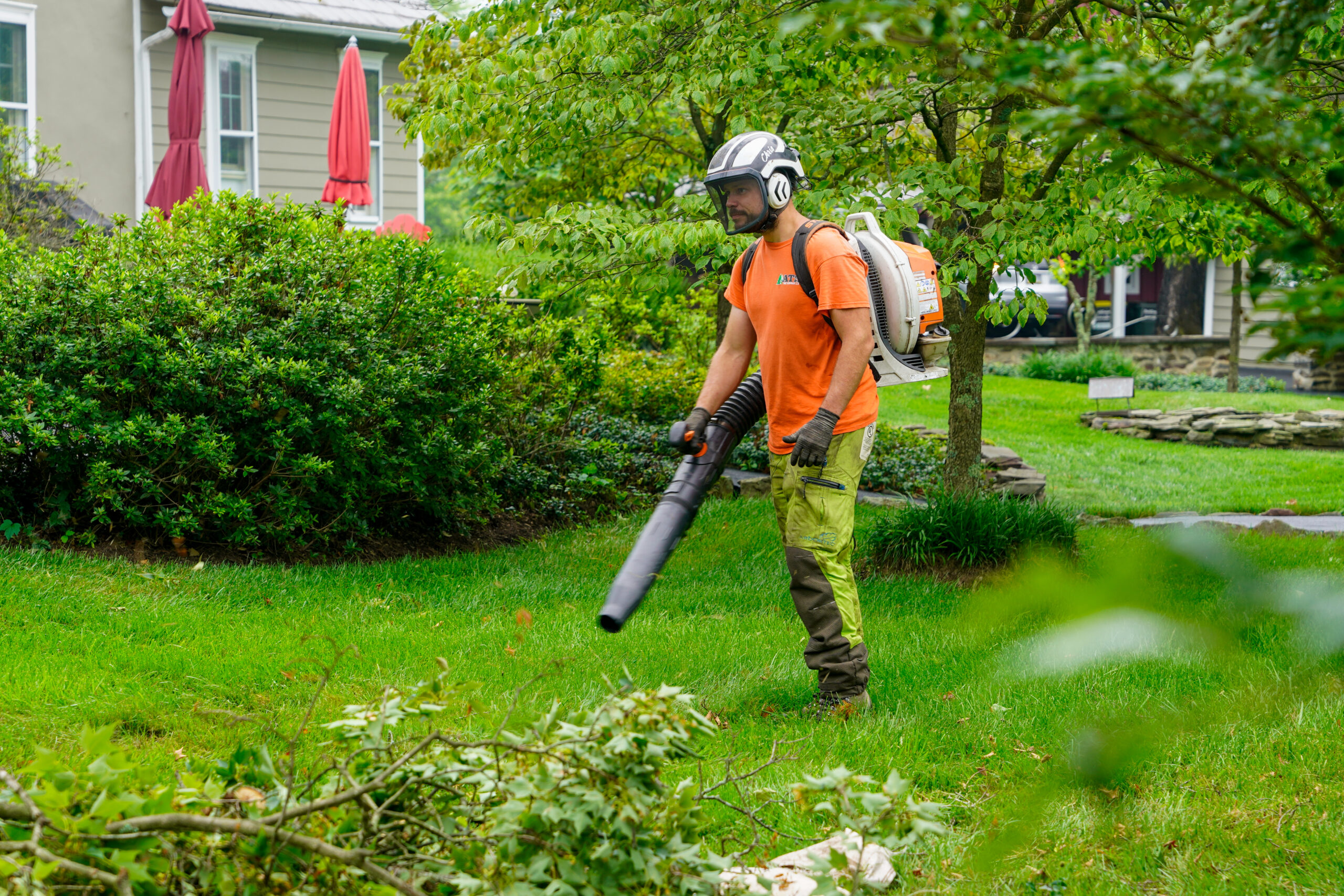 Member using Leaf Blower | Tree Removal Services in Perkasie | ATS Tree Services