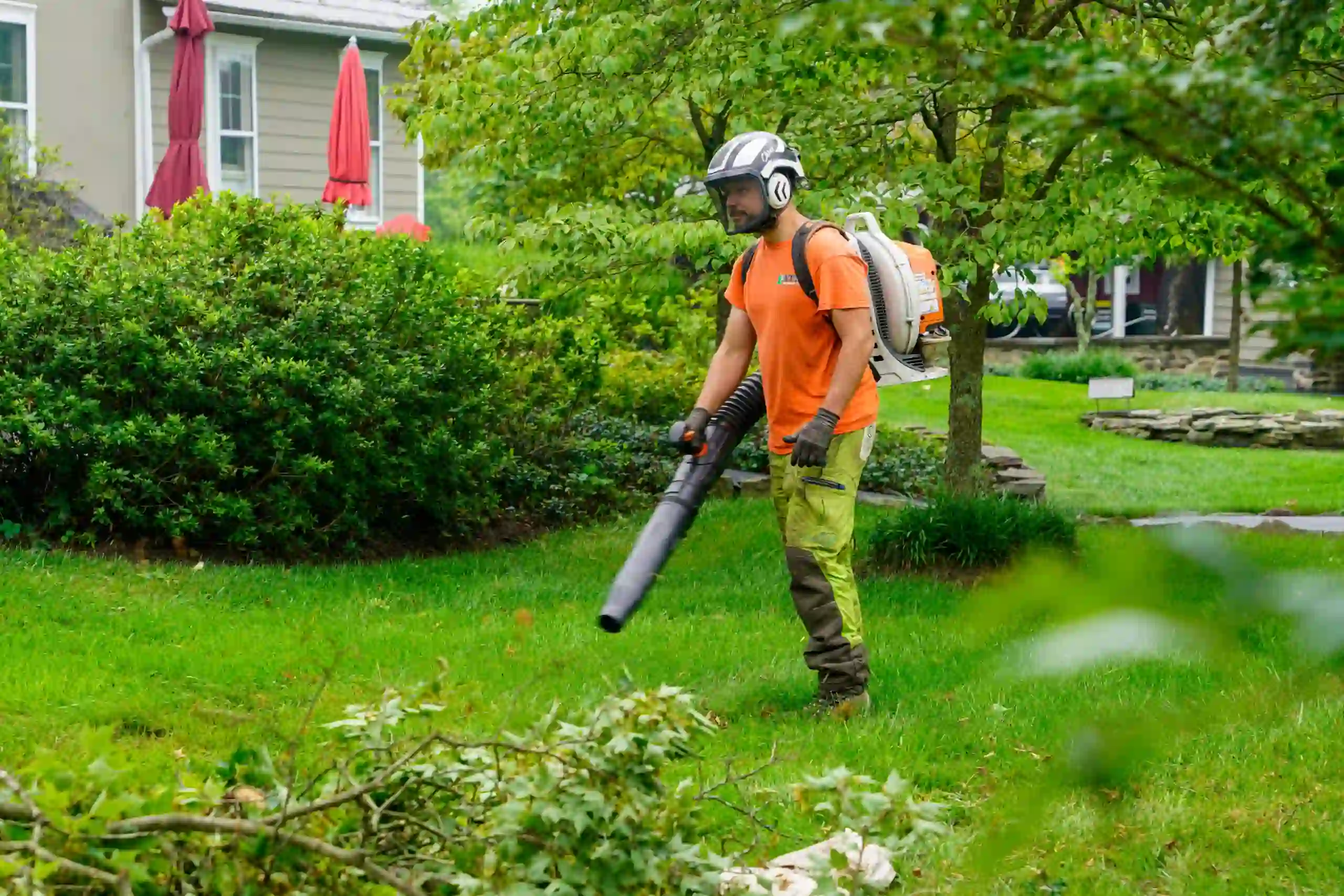 Member using Leaf Blower | Tree Removal Services in Perkasie | ATS Tree Services
